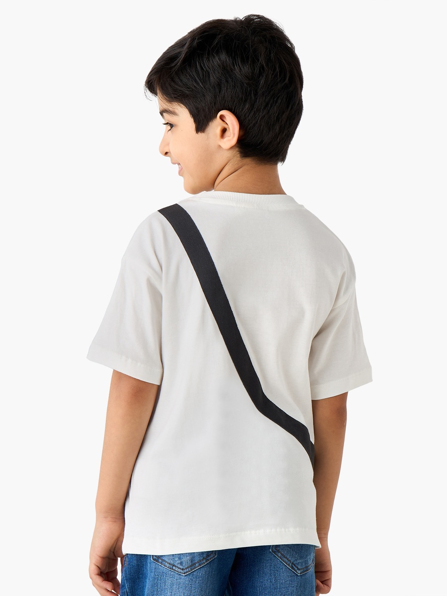 Slogan Print T-Shirt with Attached Pouch