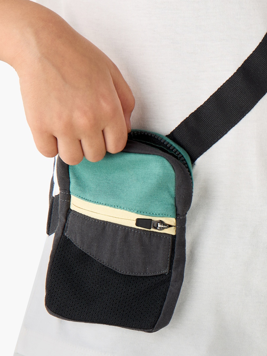 Slogan Print T-Shirt with Attached Pouch