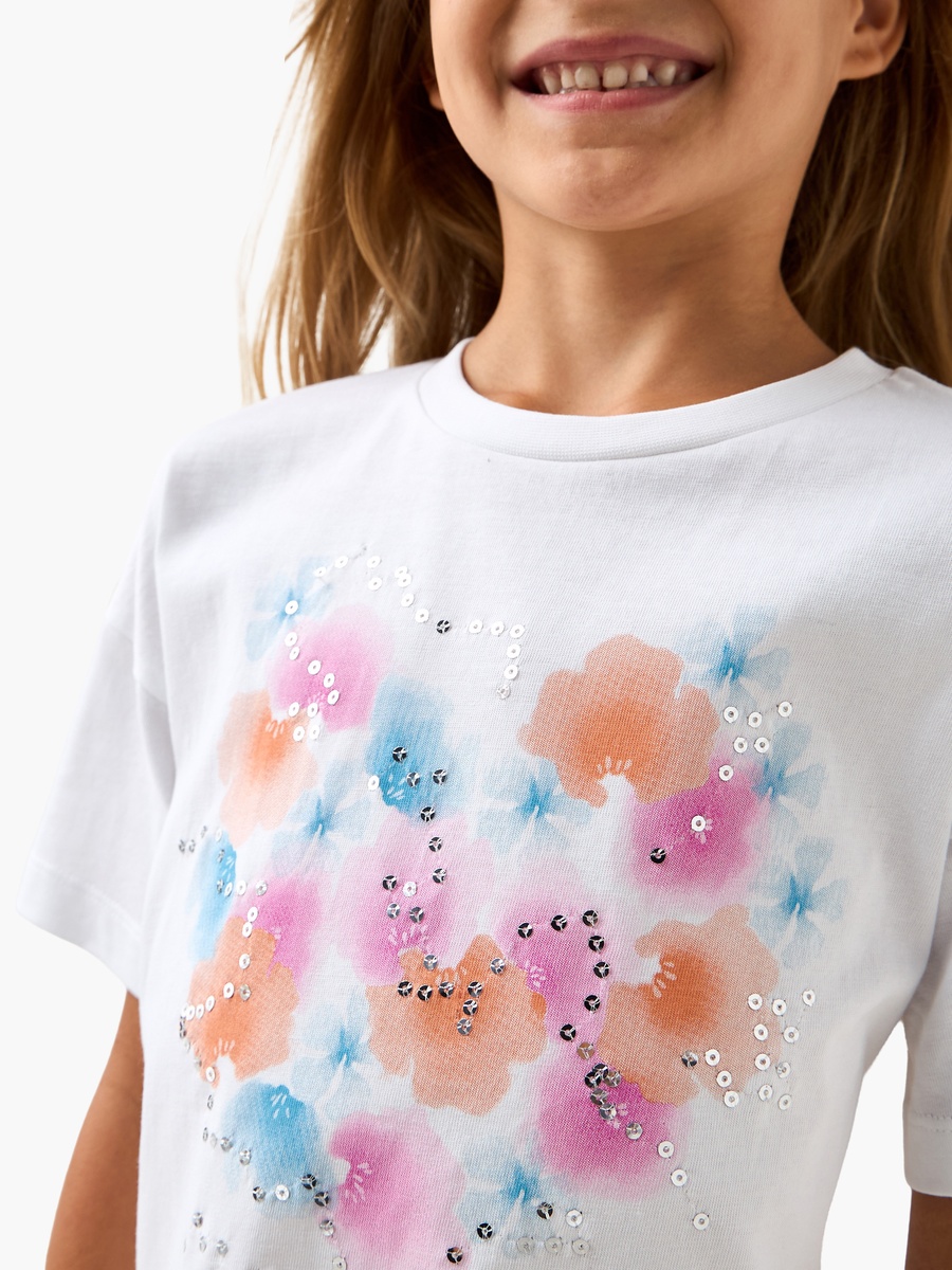 Sequinned T-Shirt with Short Sleeves