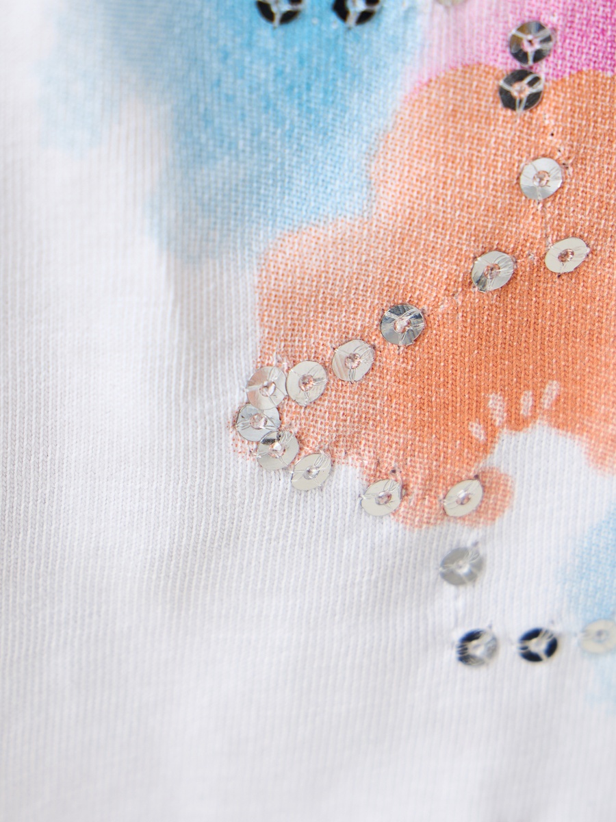 Sequinned T-Shirt with Short Sleeves