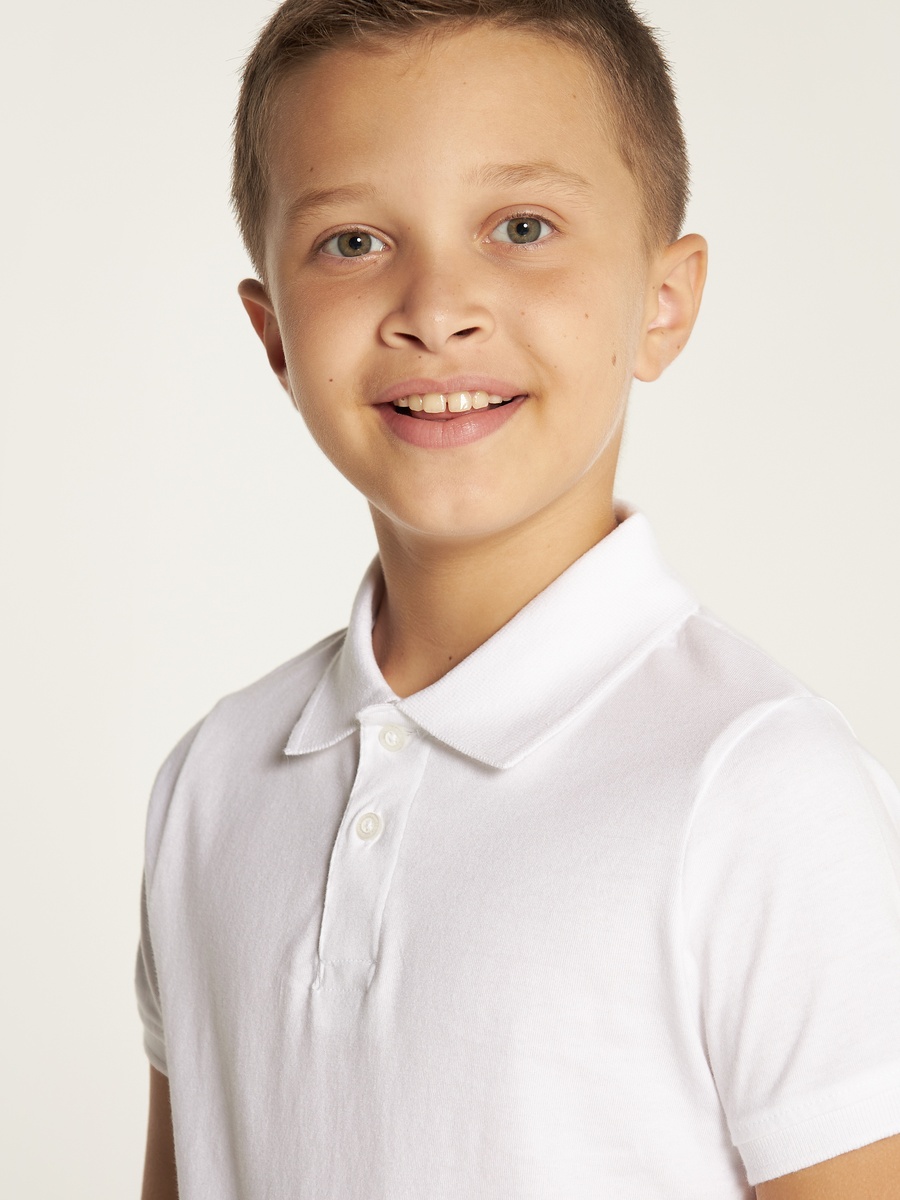 Solid Polo T-Shirt with Short Sleeves and Button Closure