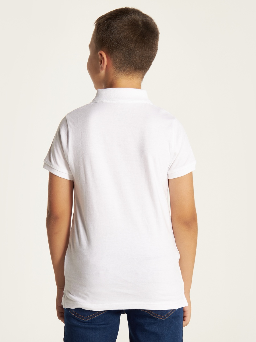 Solid Polo T-Shirt with Short Sleeves and Button Closure