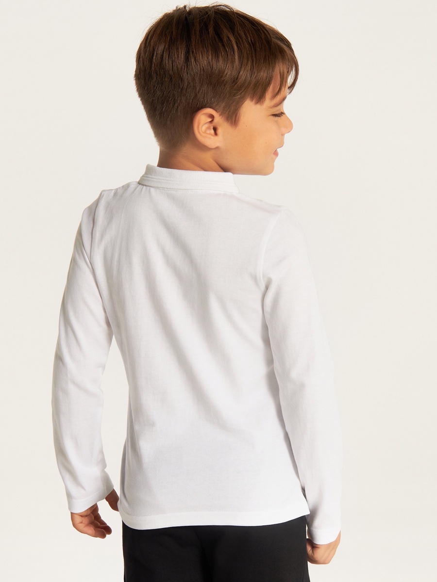 Solid T-Shirt with Collar and Long Sleeves