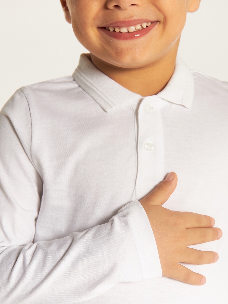 Solid T-Shirt with Collar and Long Sleeves