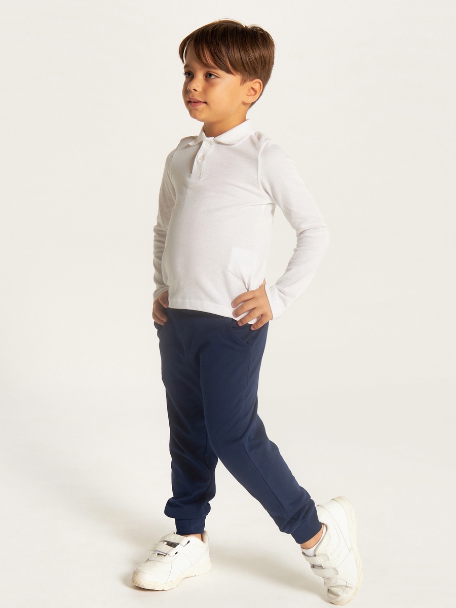 Solid Polo T-Shirt with Long Sleeves and Button Closure