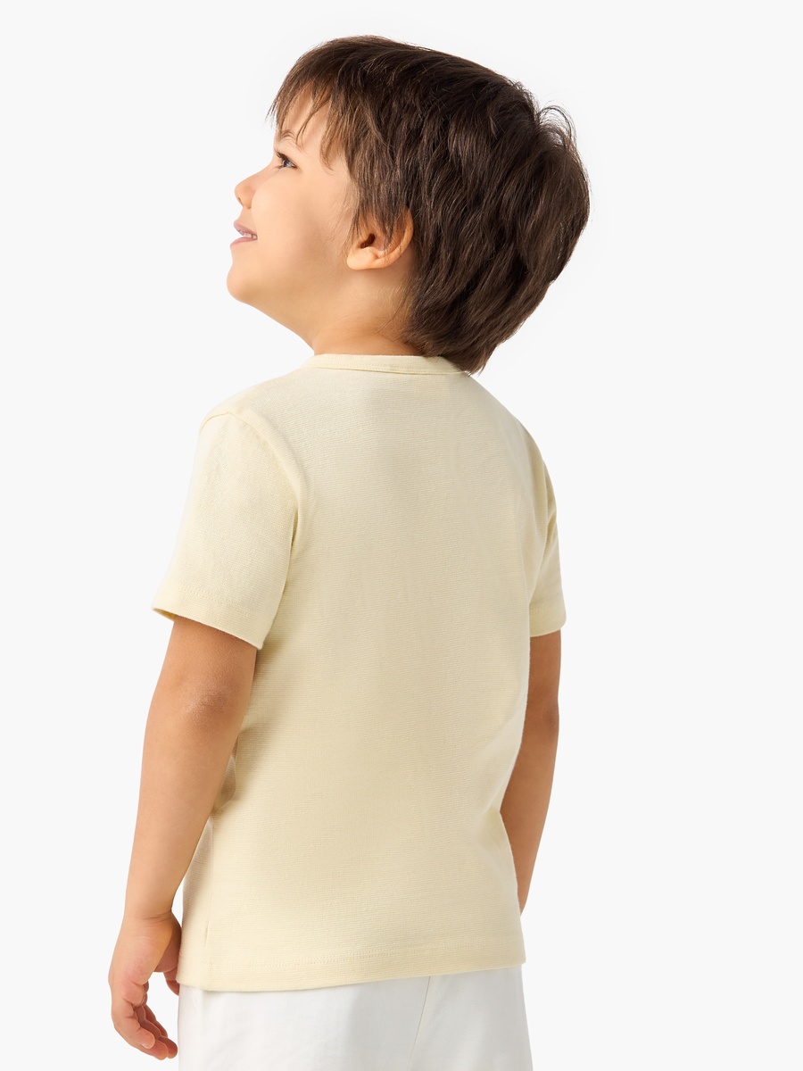 Solid Henley Neck T-Shirt with Short Sleeves and Pocket