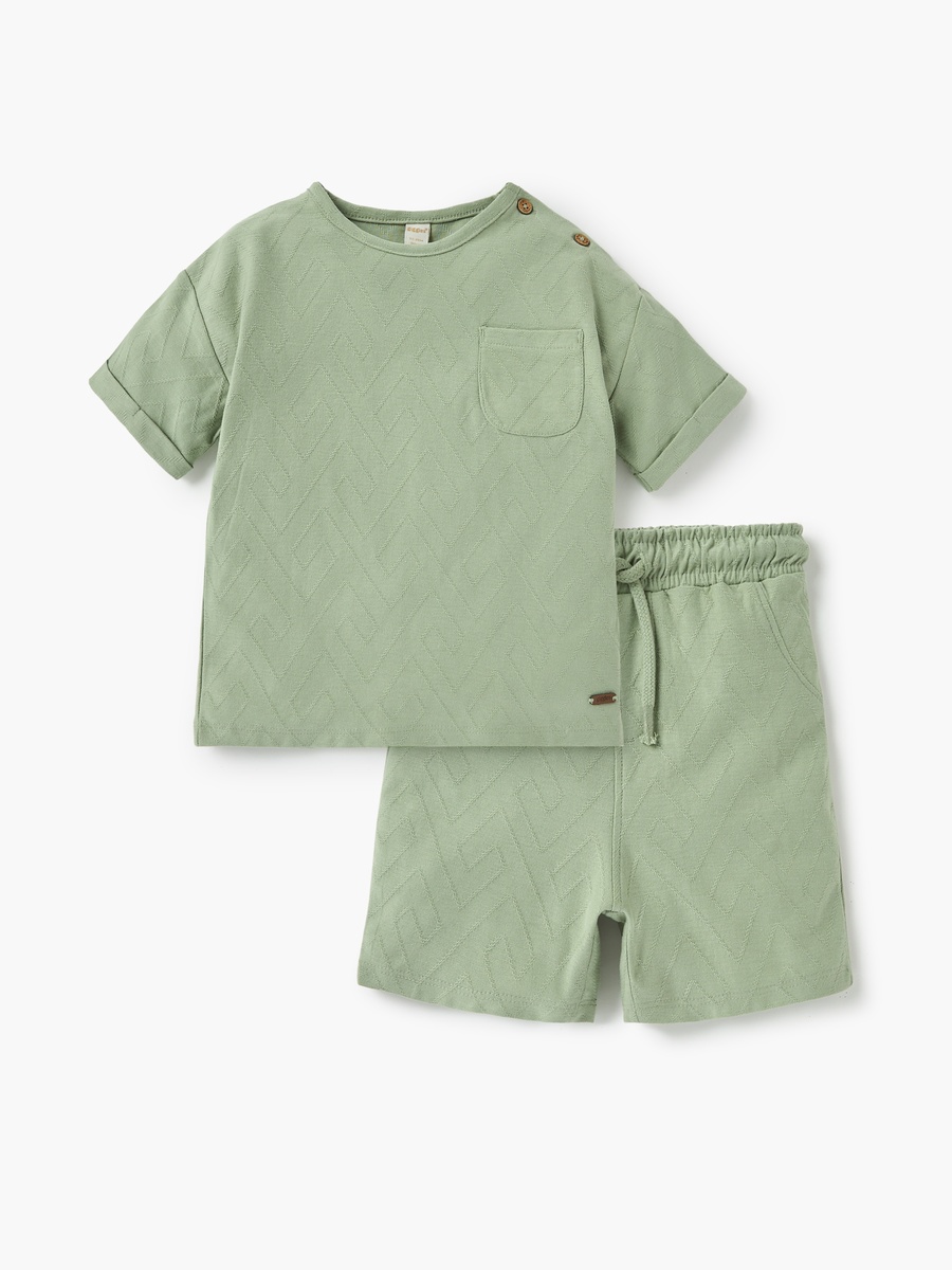 Textured T-Shirt and Shorts Set
