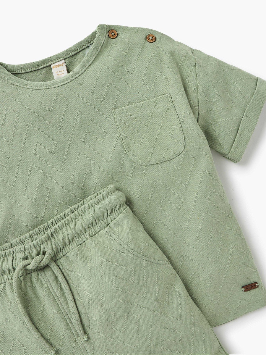 Textured T-Shirt and Shorts Set