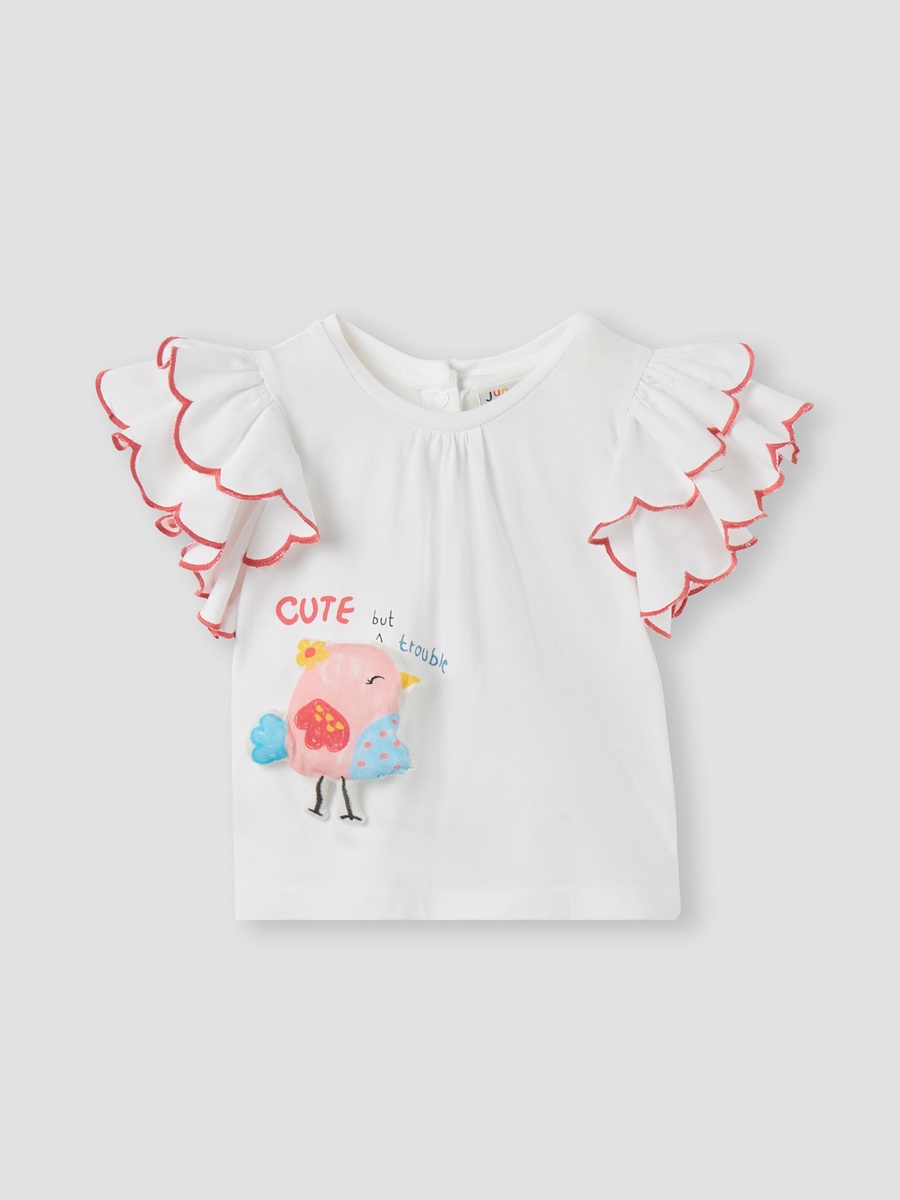 Bird Applique Top with Denim Skirt and Headband