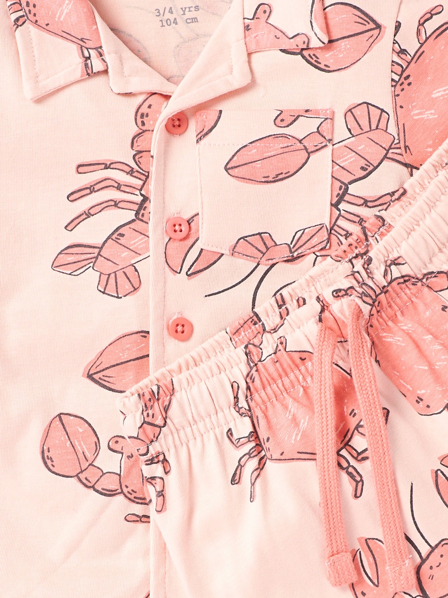 Crab Print Shirt and Shorts Set