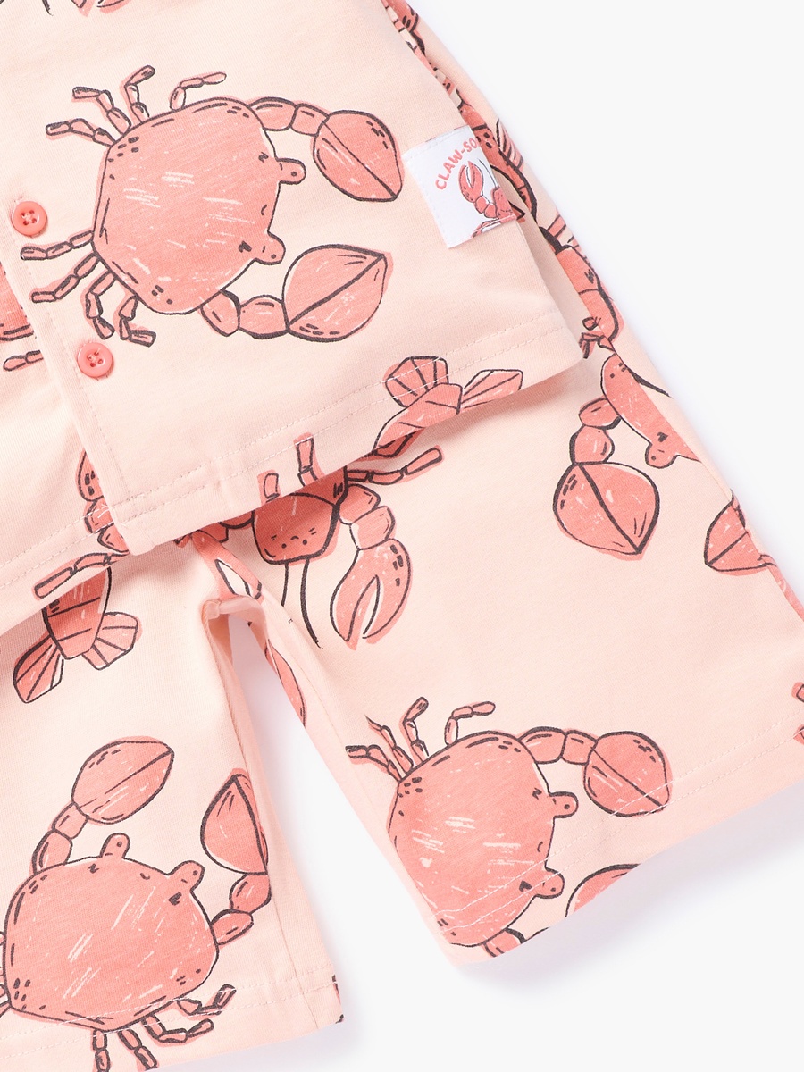 Crab Print Shirt and Shorts Set