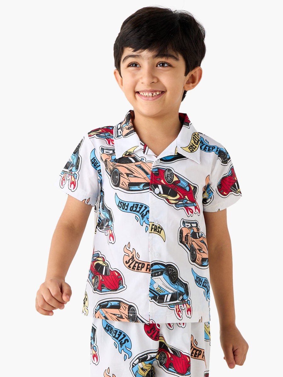 Racer Print Shirt and Pyjama Set