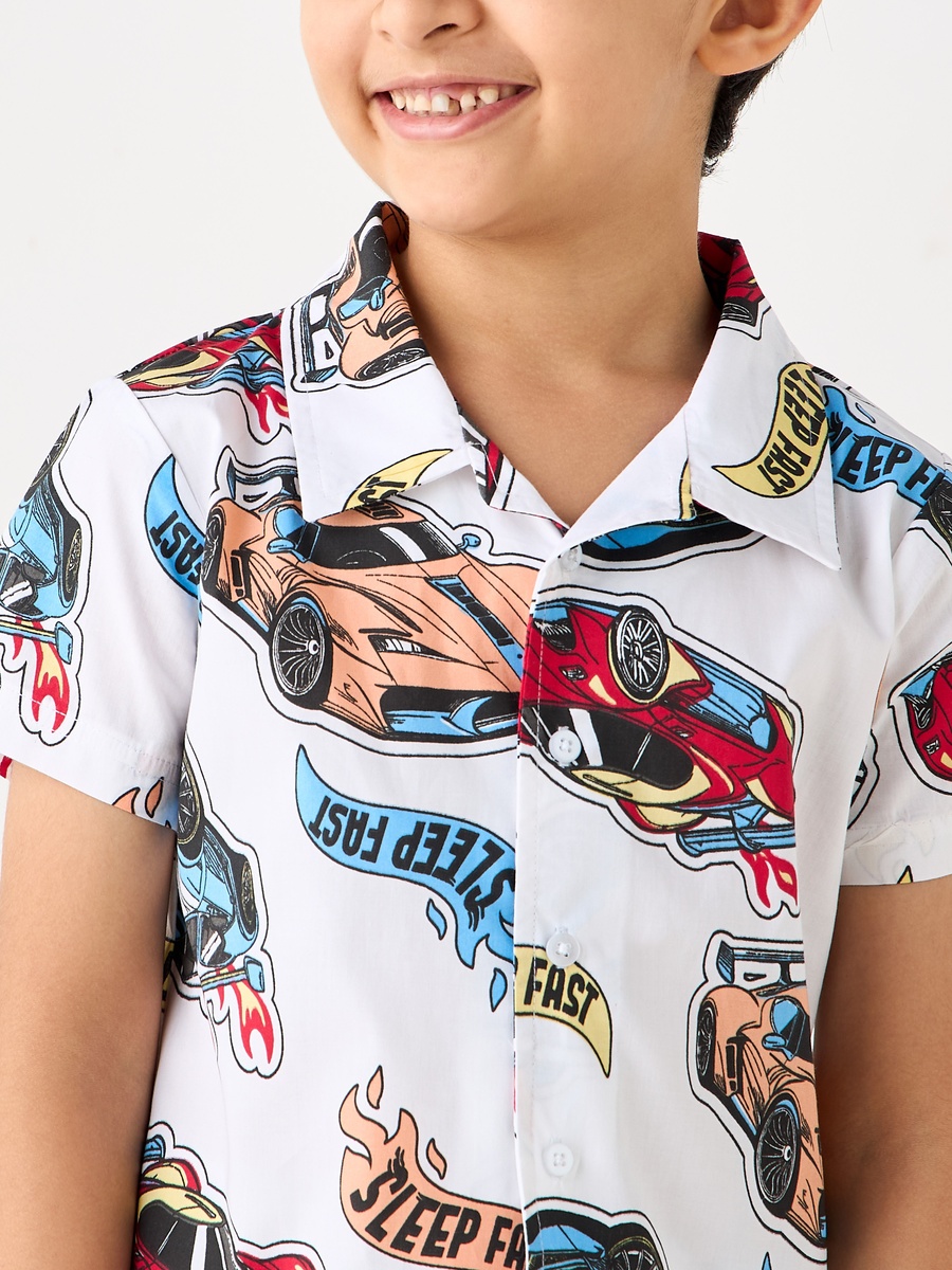 Racer Print Shirt and Pyjama Set