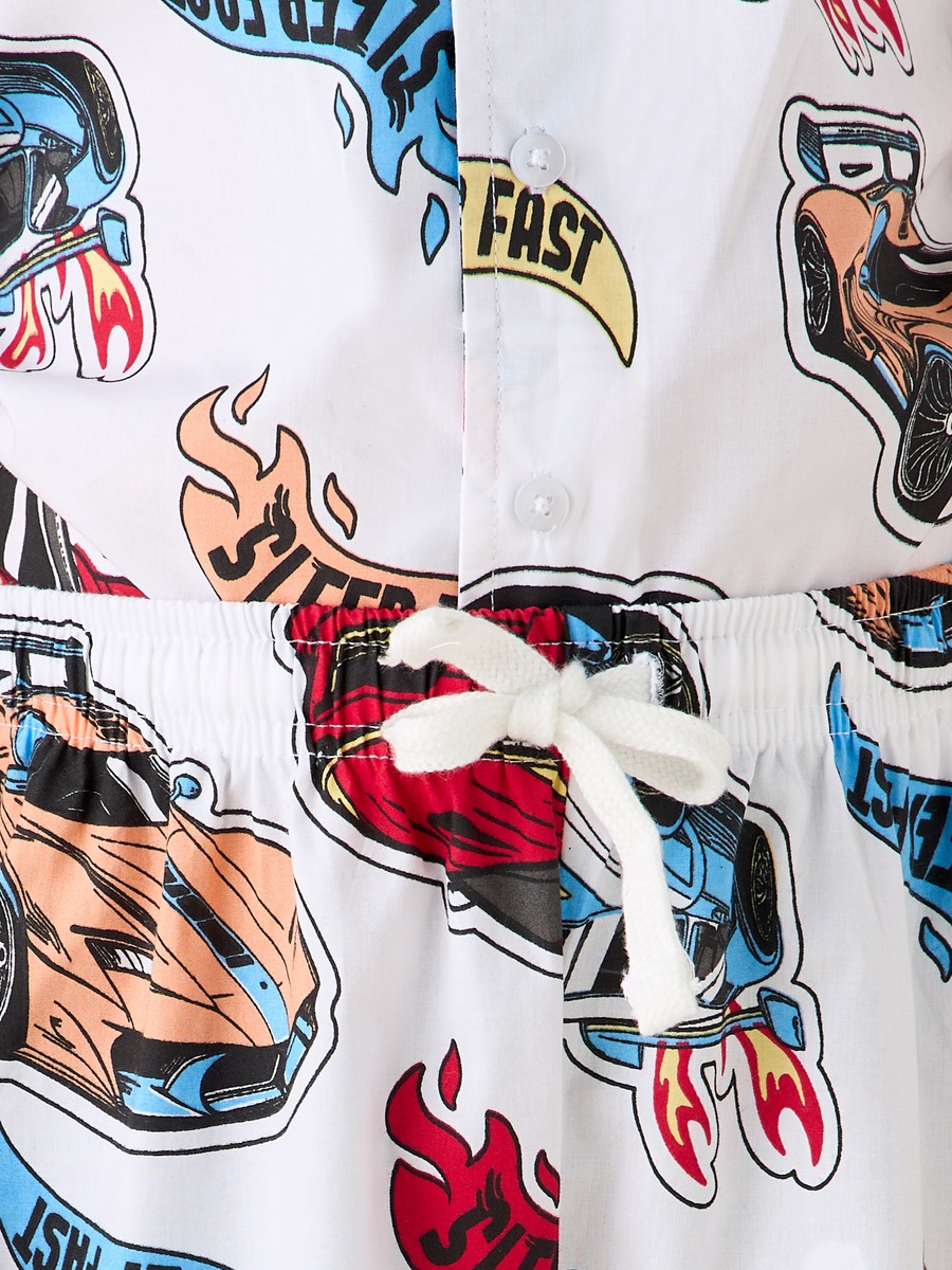 Racer Print Shirt and Pyjama Set