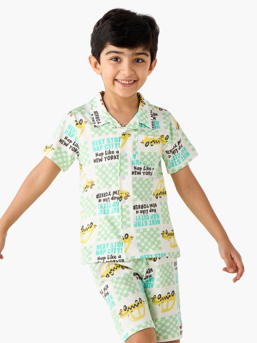 Taxi Print Shirt and Shorts Set