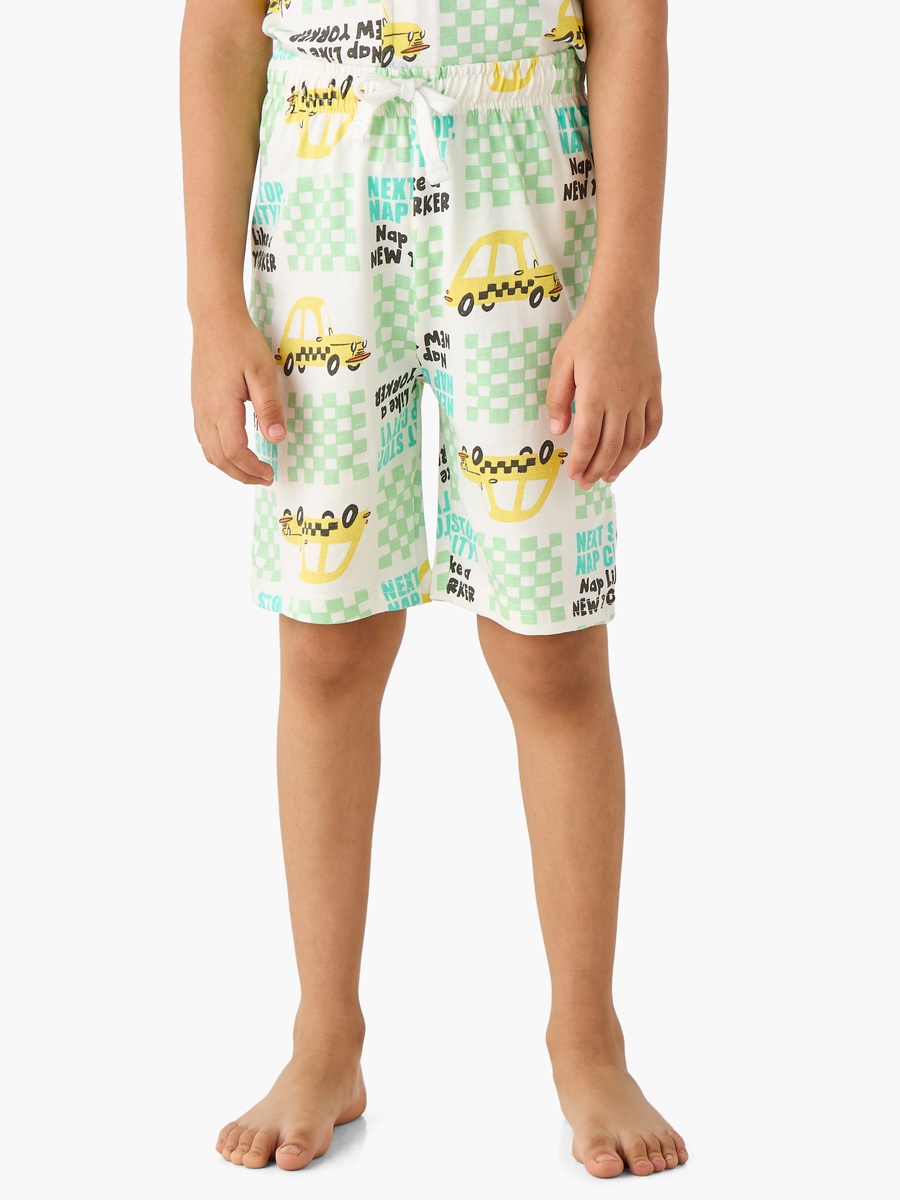 Taxi Print Shirt and Shorts Set