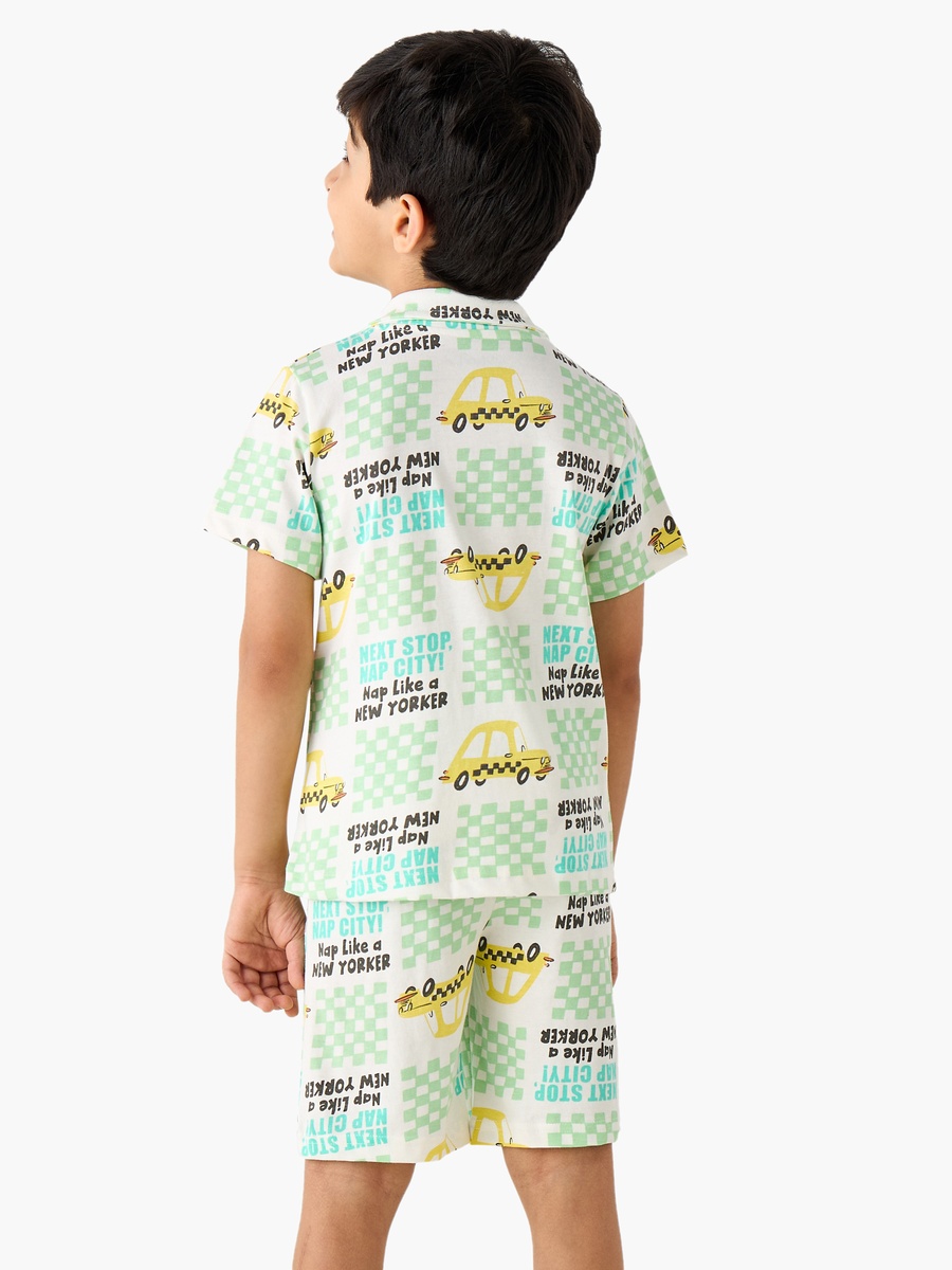 Taxi Print Shirt and Shorts Set