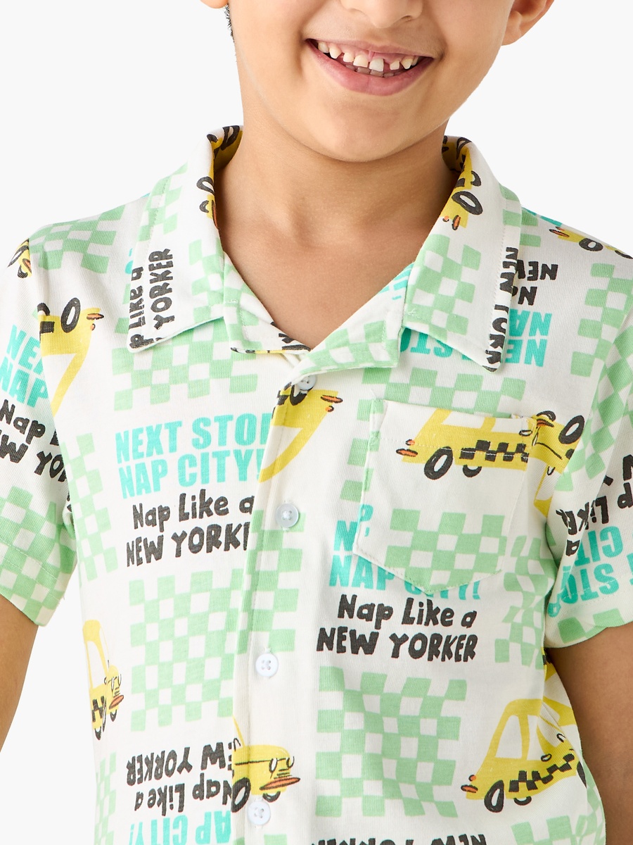 Taxi Print Shirt and Shorts Set