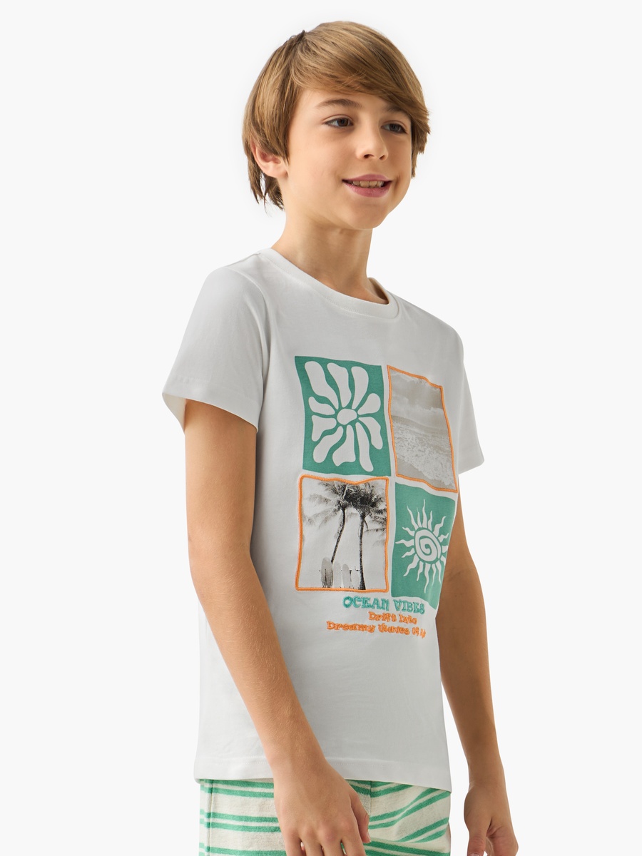 Printed T-Shirt and Striped Shorts Set