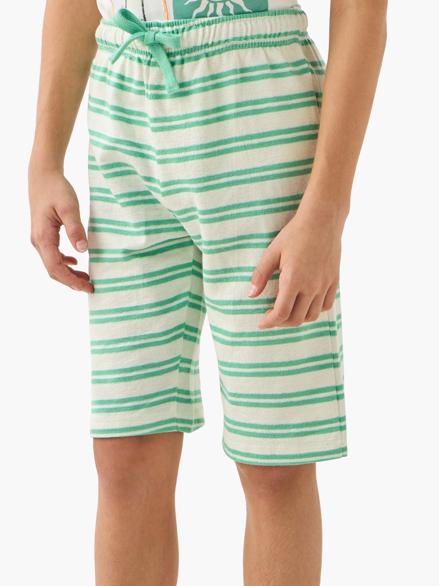Printed T-Shirt and Striped Shorts Set