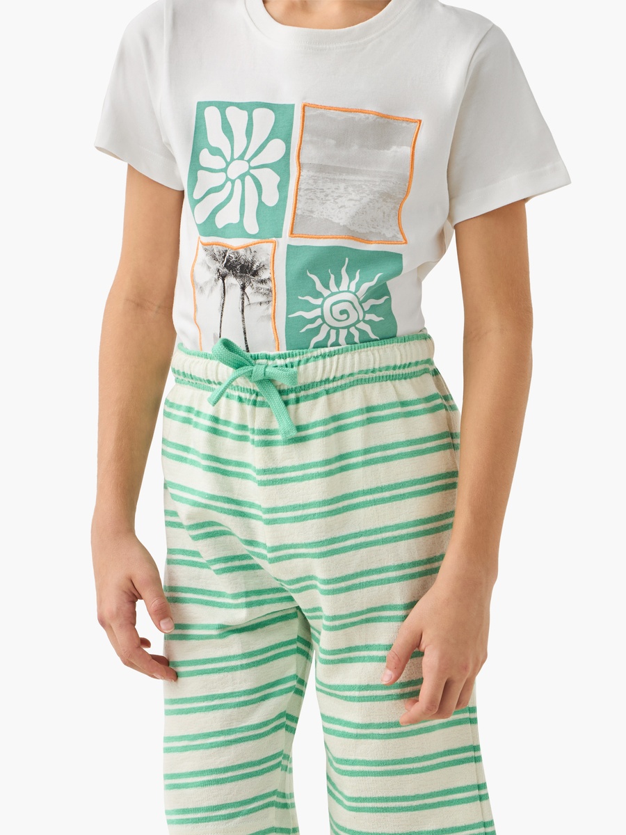 Printed T-Shirt and Striped Shorts Set