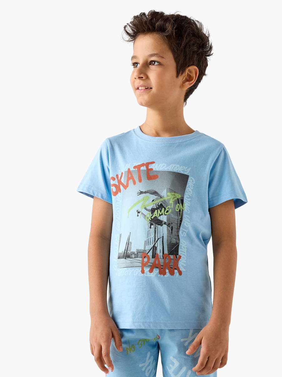 Skate Print T-Shirt and Pyjama Set