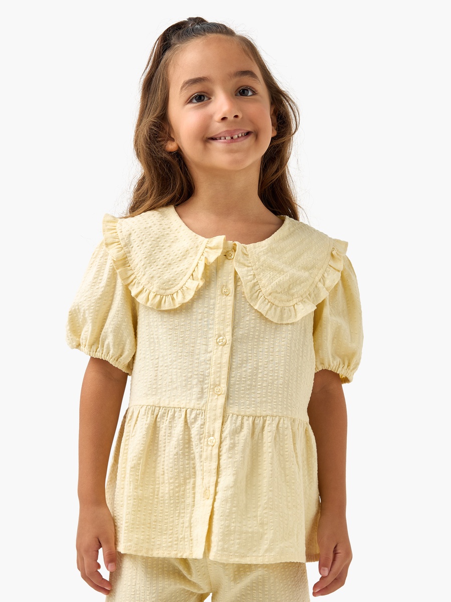 Textured Shirt and Pyjama Set