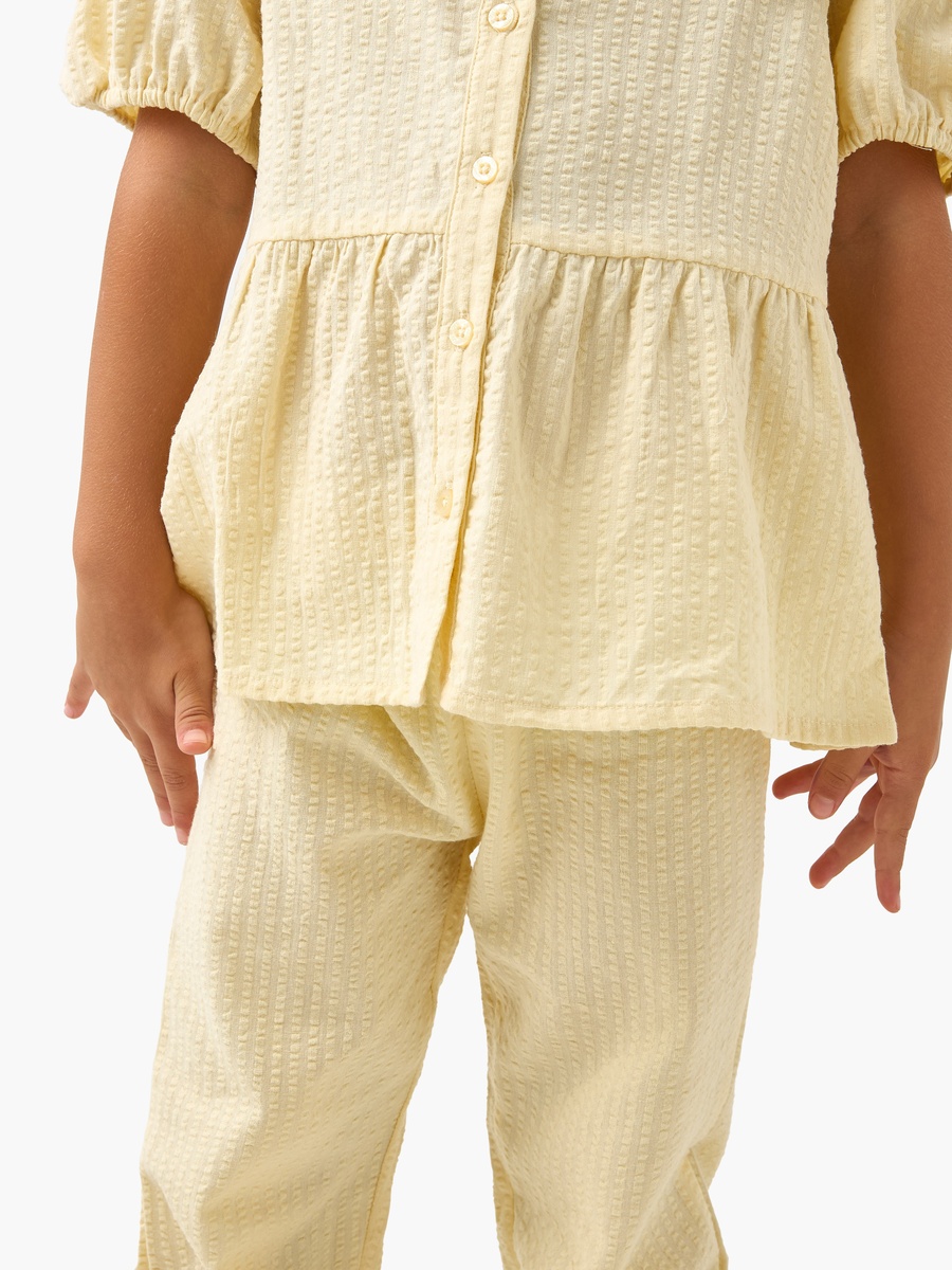 Textured Shirt and Pyjama Set