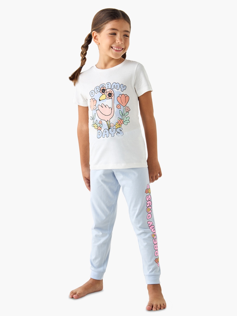 Flamingo Print T-Shirt and Pyjamas - Set of 2