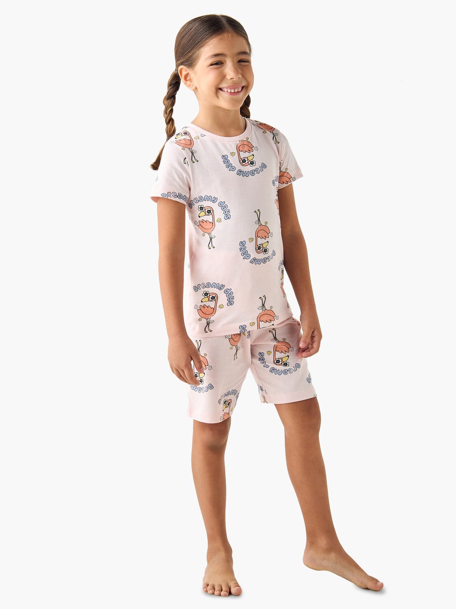 Flamingo Print T-Shirt and Pyjamas - Set of 2