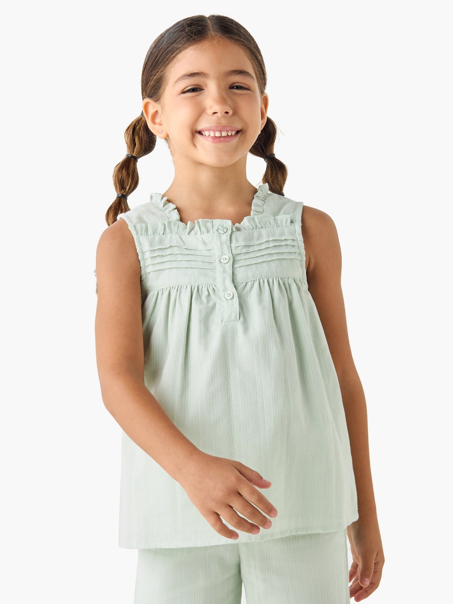 Textured Sleeveless Top and Pyjama Set