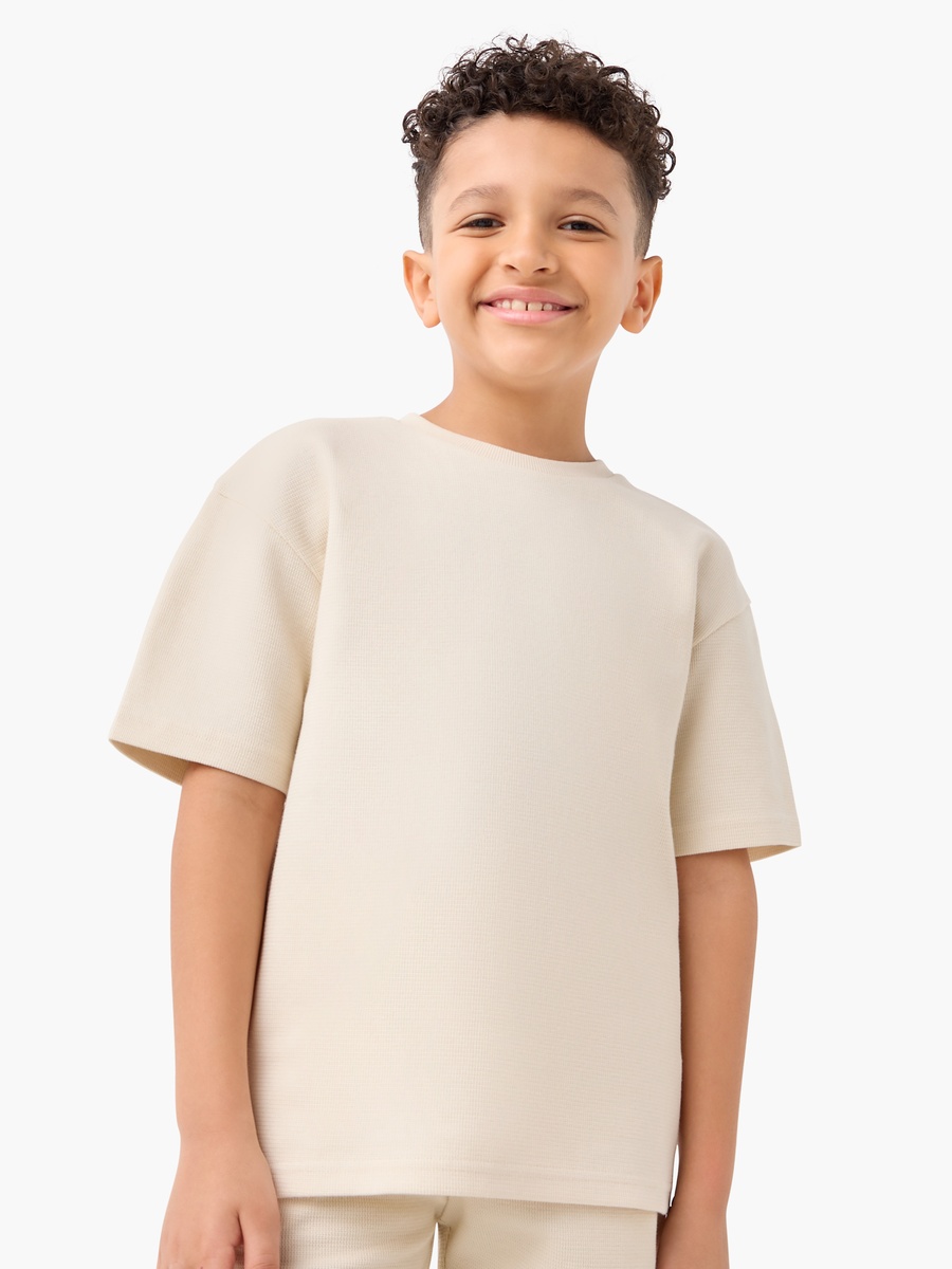 Textured Crew Neck T-Shirt and Shorts Set