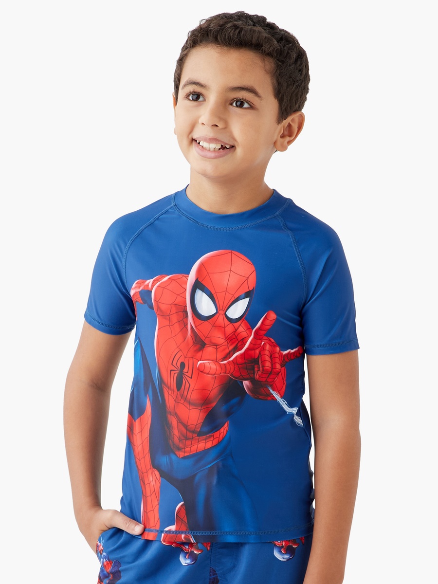 Spider-Man Graphic Print Swim T-Shirt and Shorts Set