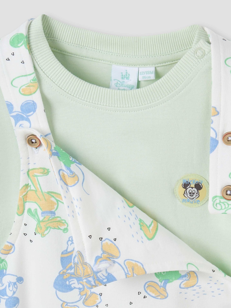 Mickey Mouse and Friends Print Dungaree and T-Shirt Set