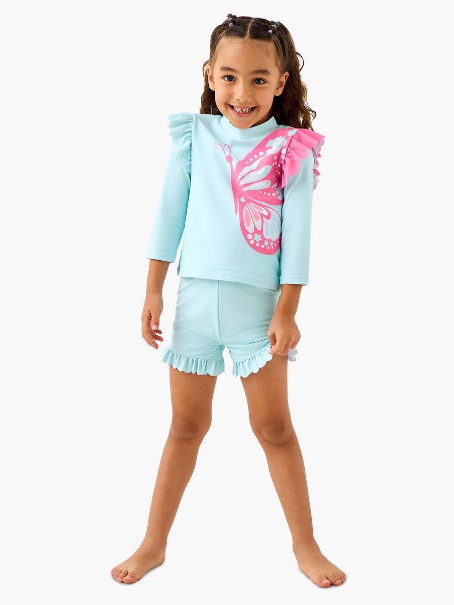 Butterfly Print Swim T-Shirt and Shorts Set