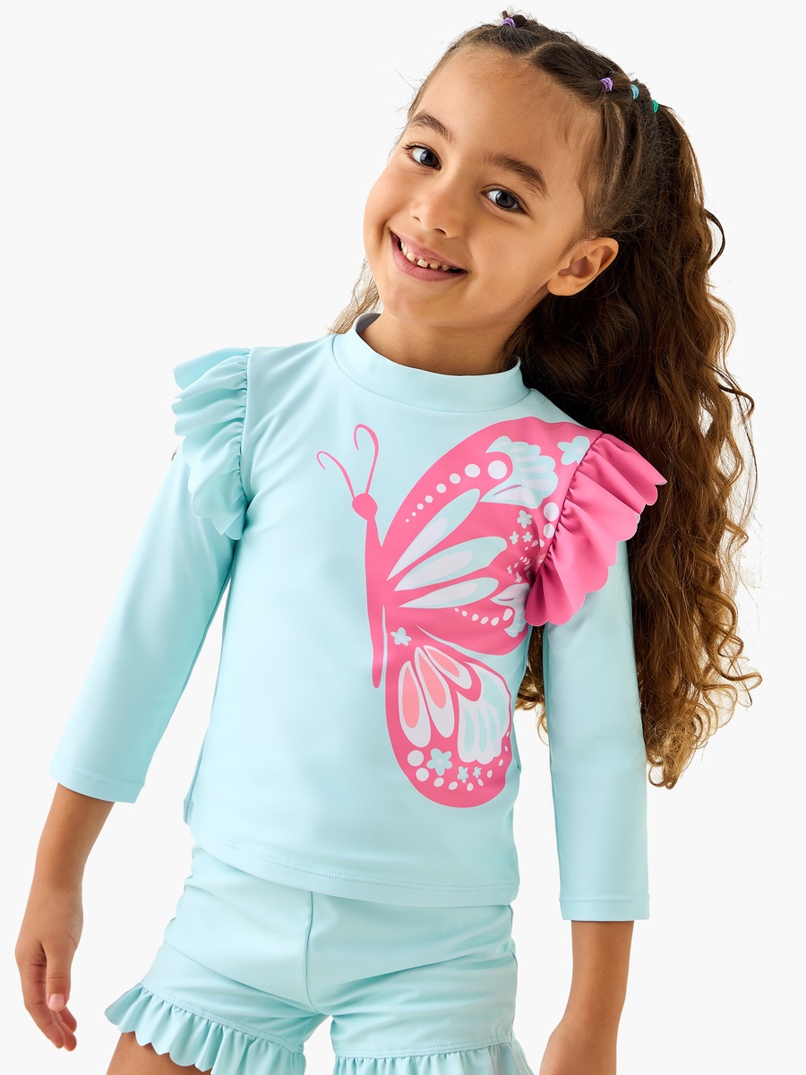 Butterfly Print Swim T-Shirt and Shorts Set