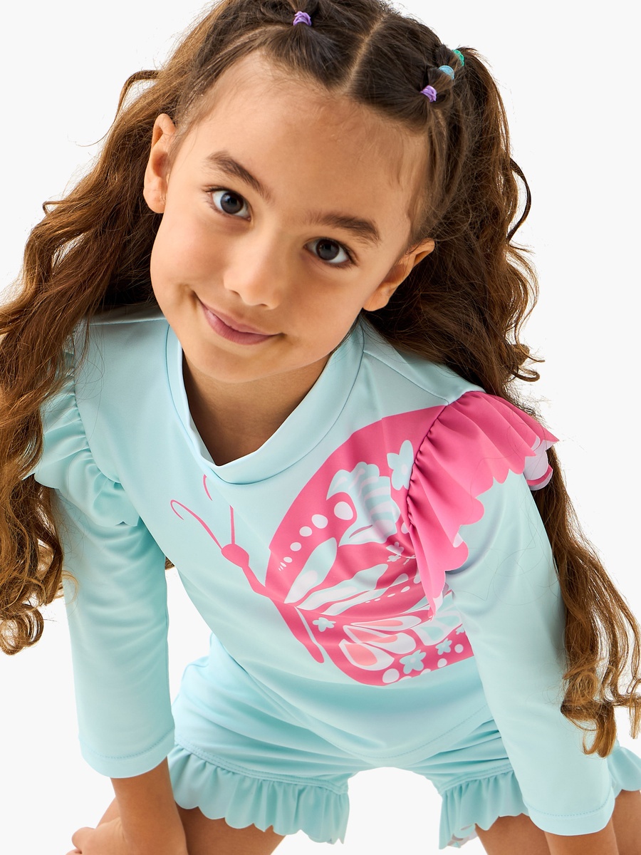 Butterfly Print Swim T-Shirt and Shorts Set