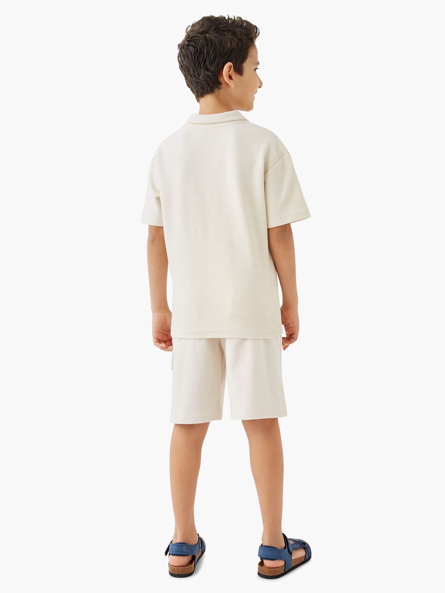 Solid Polo T-Shirt and Cargo Shorts Set