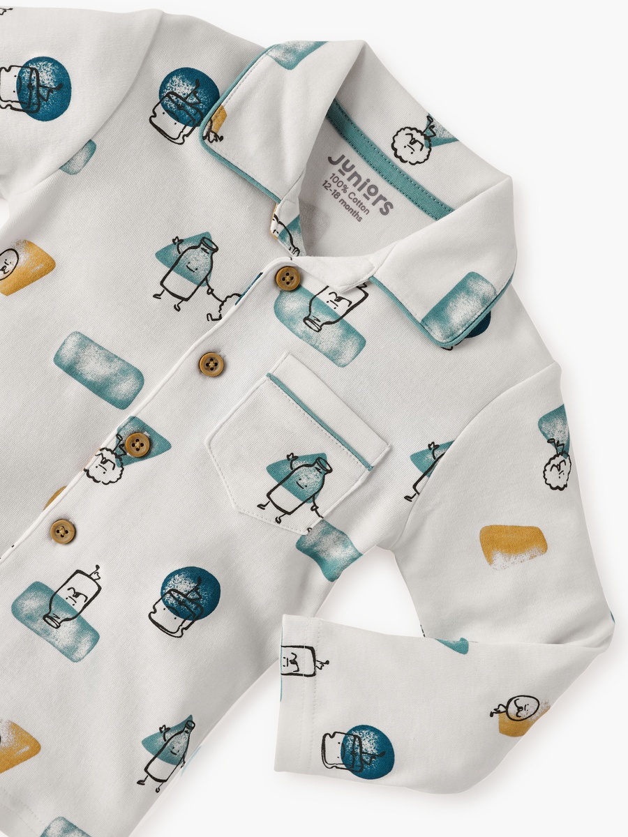 Printed Shirt and Pyjama Set