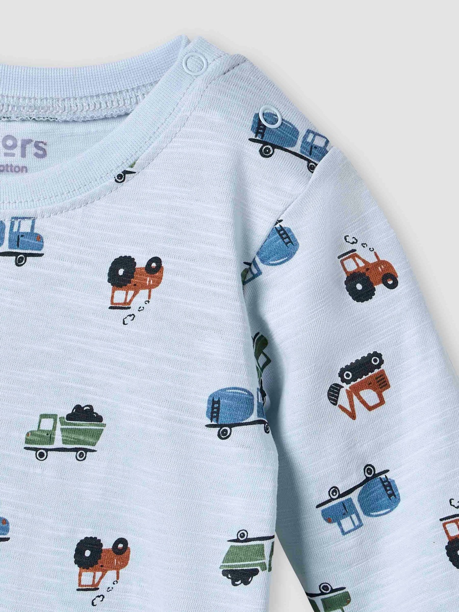 All-Over Vehicle Print T-Shirt and Pyjama Set