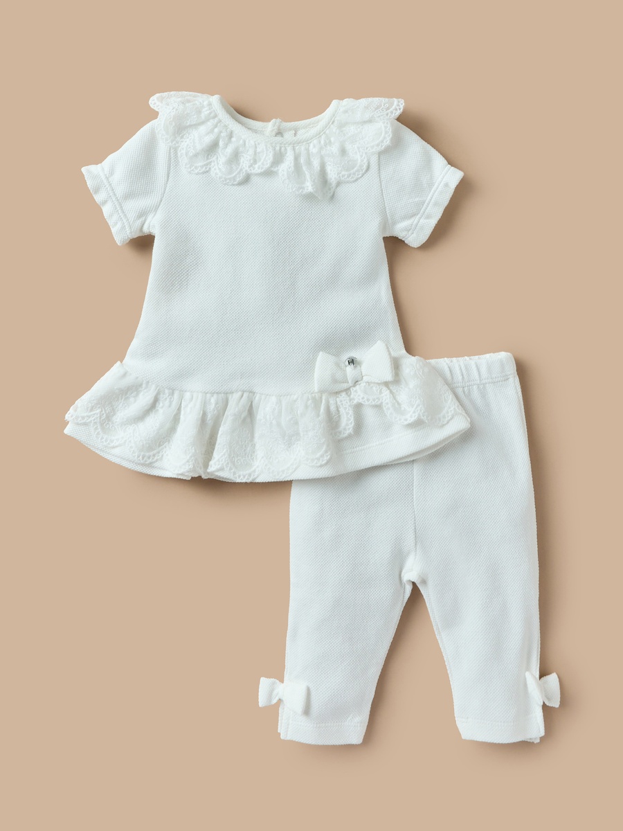 Lace Detail Short Sleeve Top and Pyjama Set