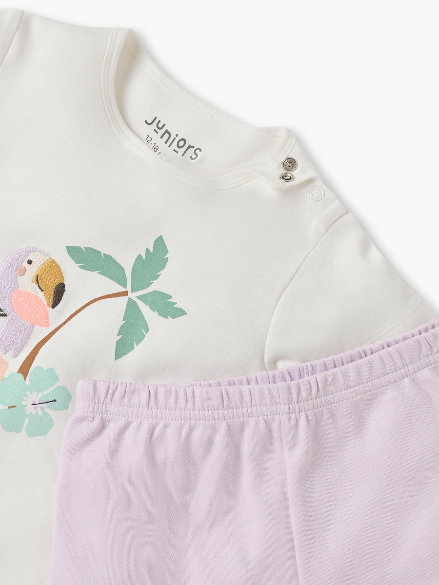 Embroidered T-Shirt and Pyjama Set
