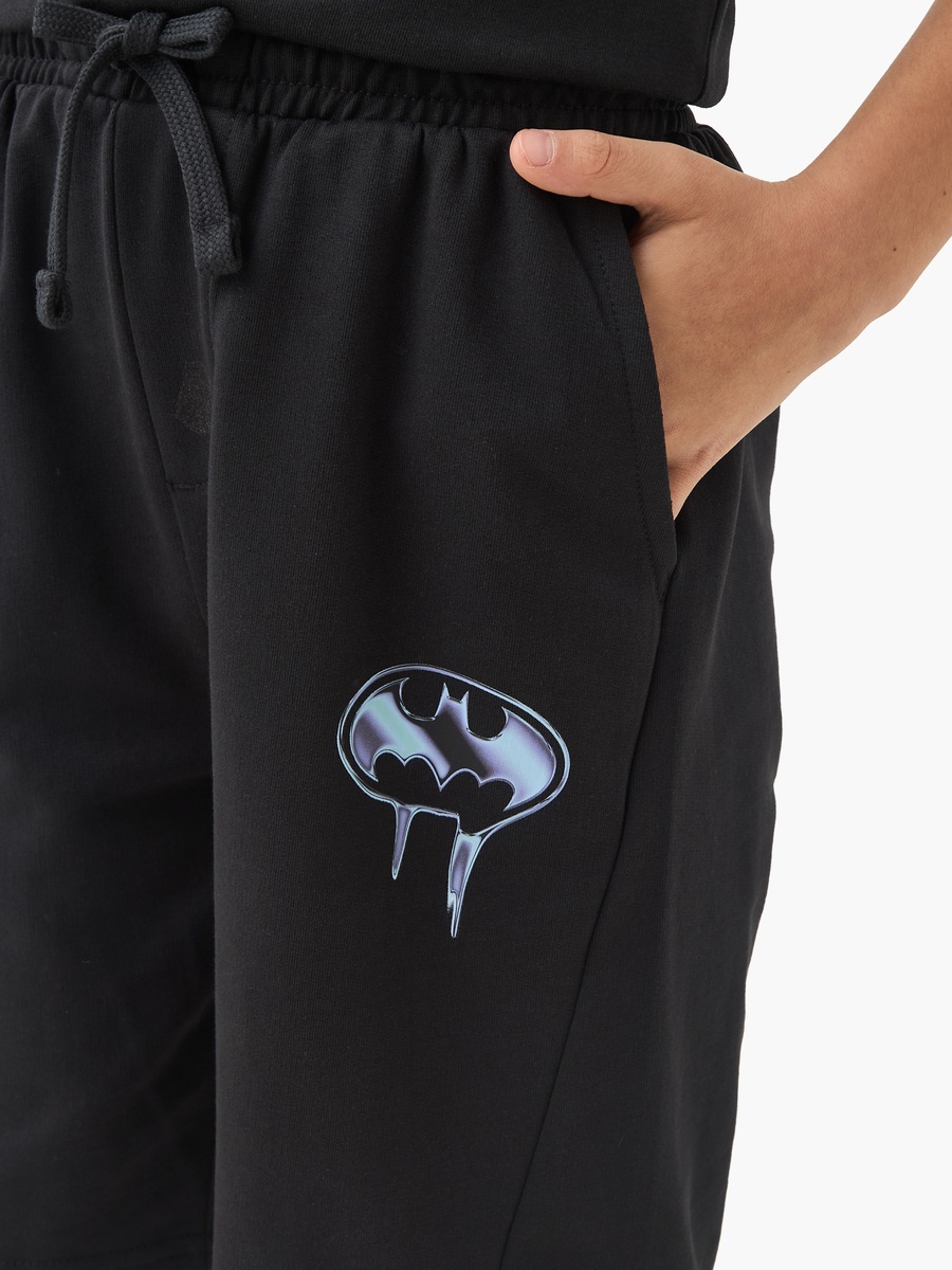 Batman Print Shorts with Drawstring Closure