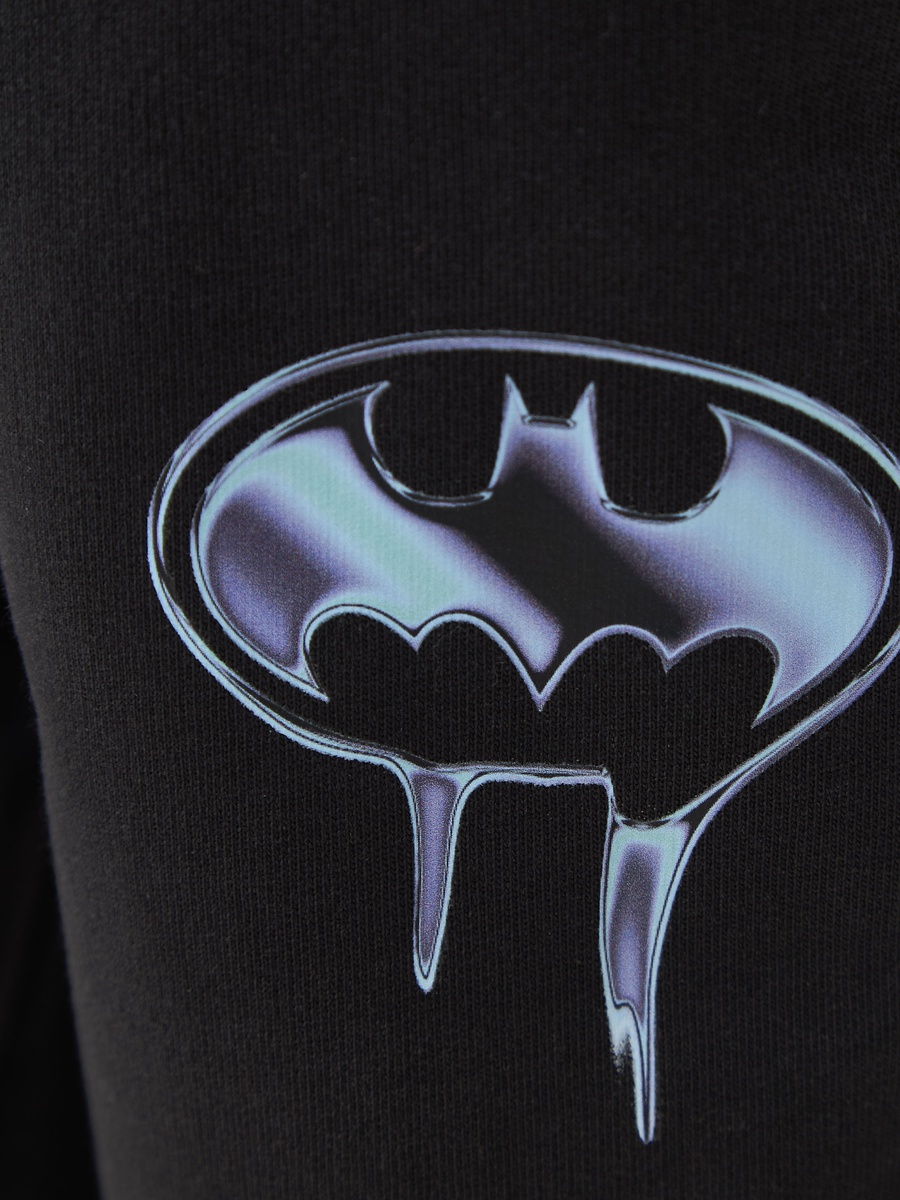 Batman Print Shorts with Drawstring Closure
