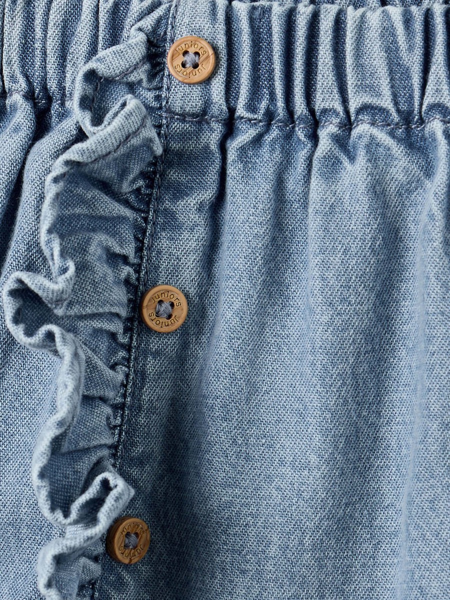 Ruffle Detail Denim Shorts with Elasticated Waistband