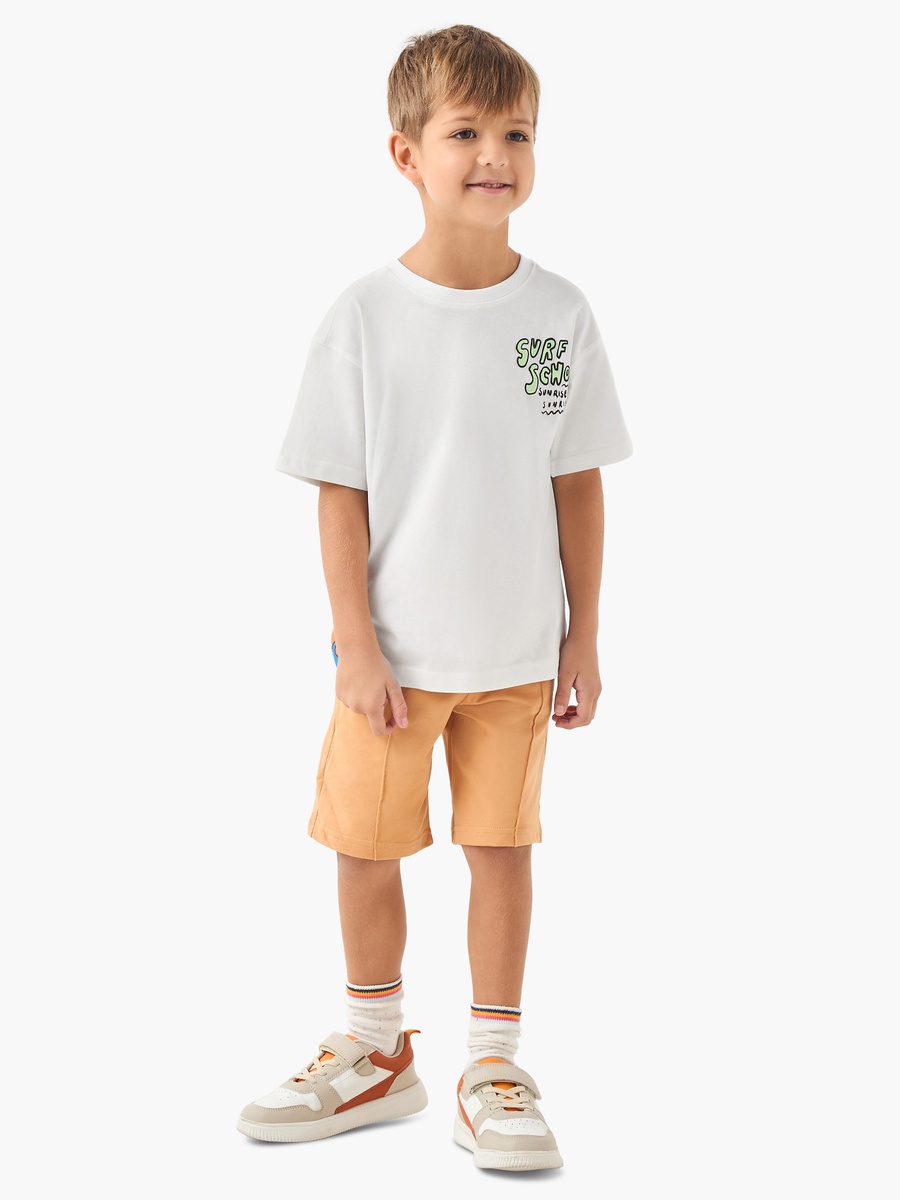 Panelled Shorts with Drawstring Closure and Pockets