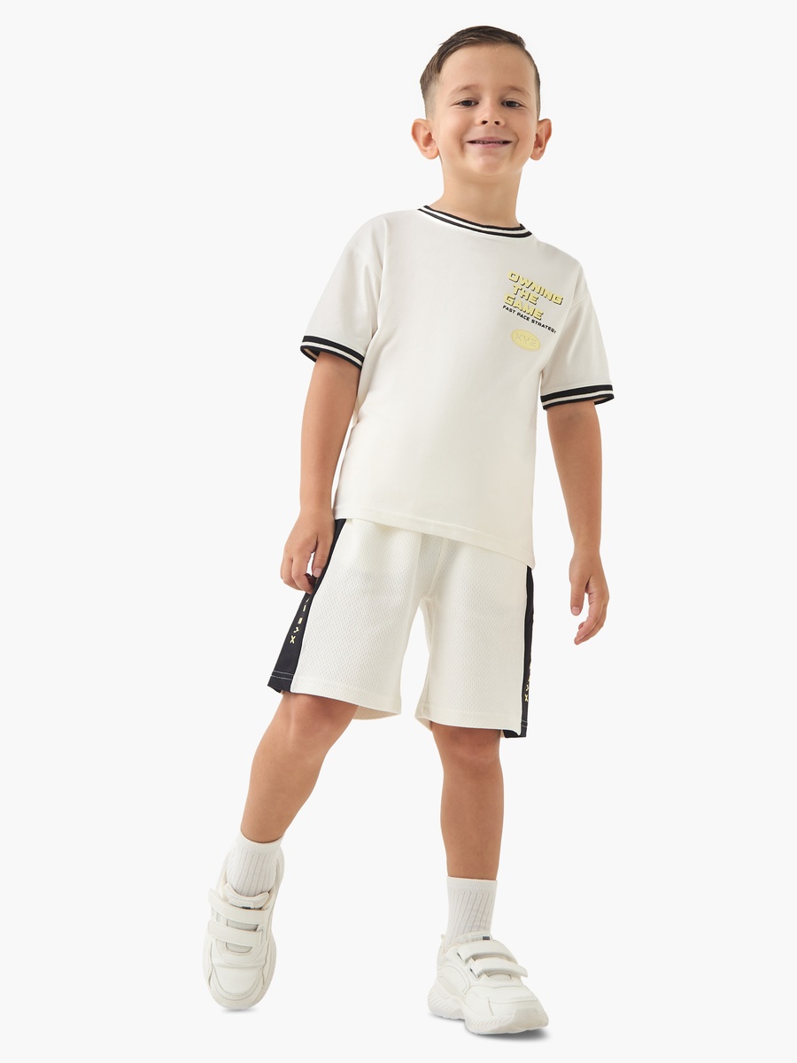 Textured Shorts with Drawstring Closure