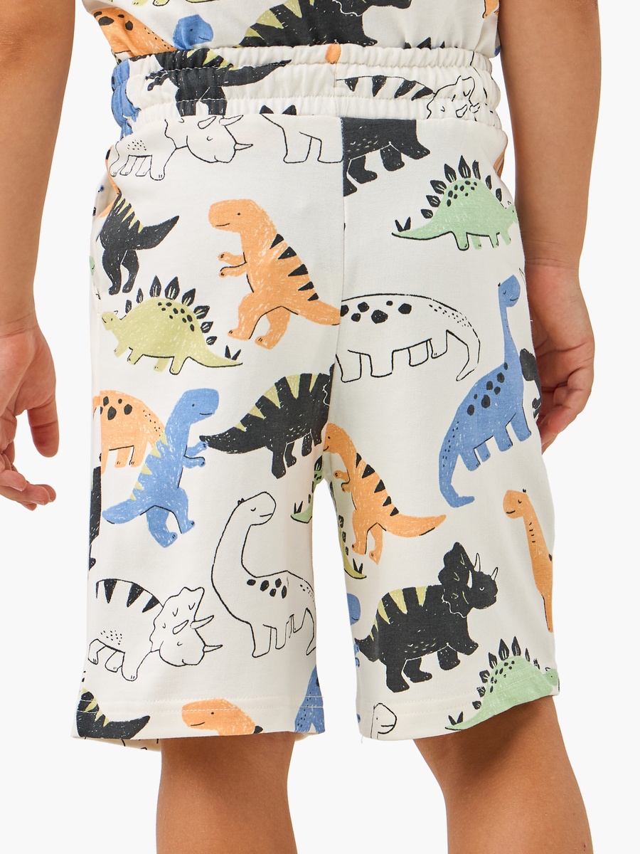 Dino Print Shorts with Drawstring Closure and Pockets