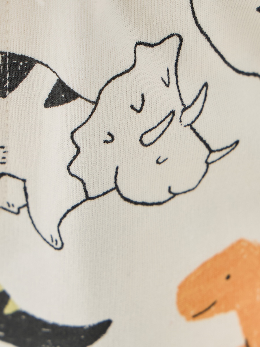 Dino Print Shorts with Drawstring Closure and Pockets