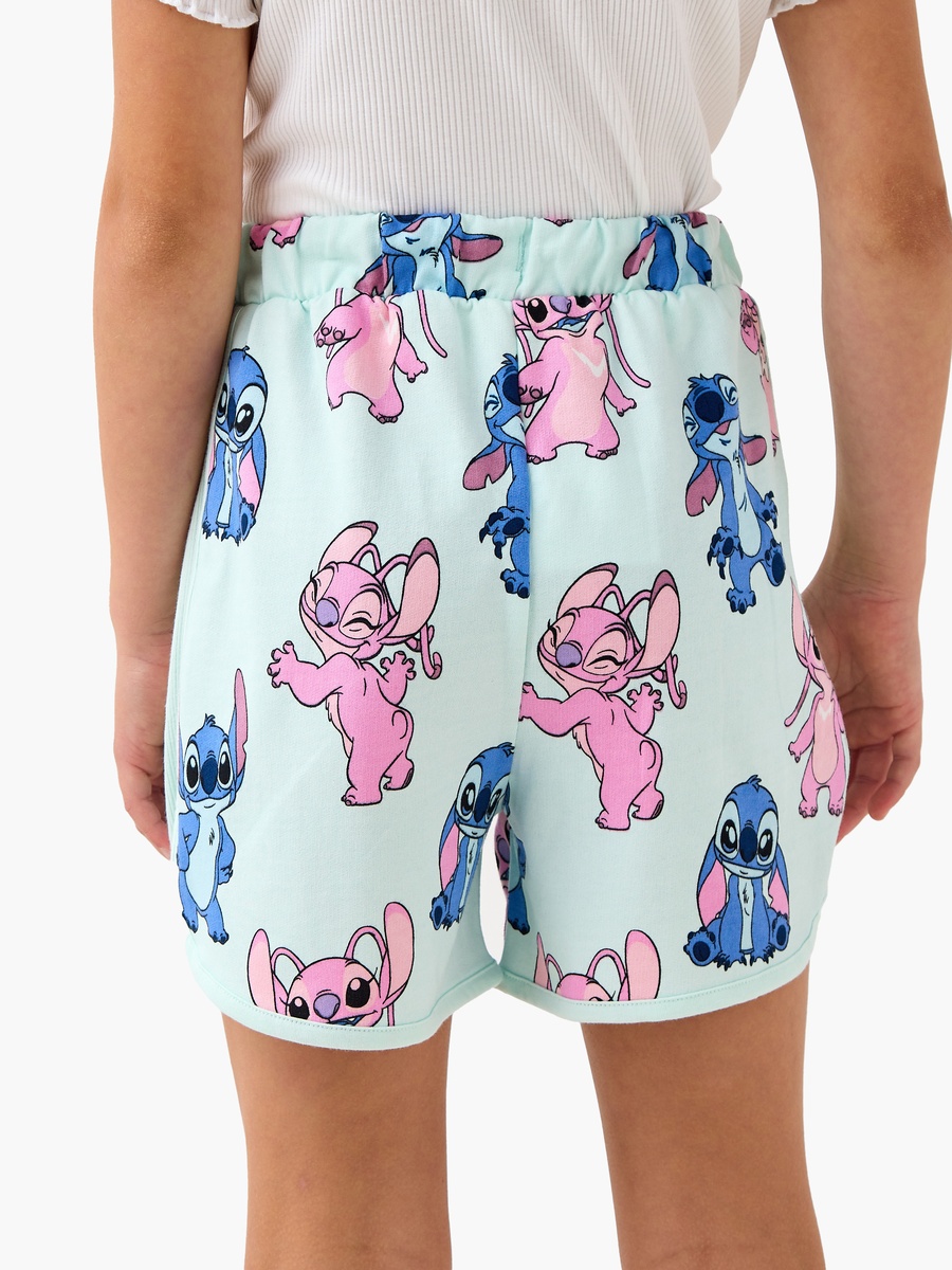 Angel and Stitch Print Shorts with Drawstring Closure